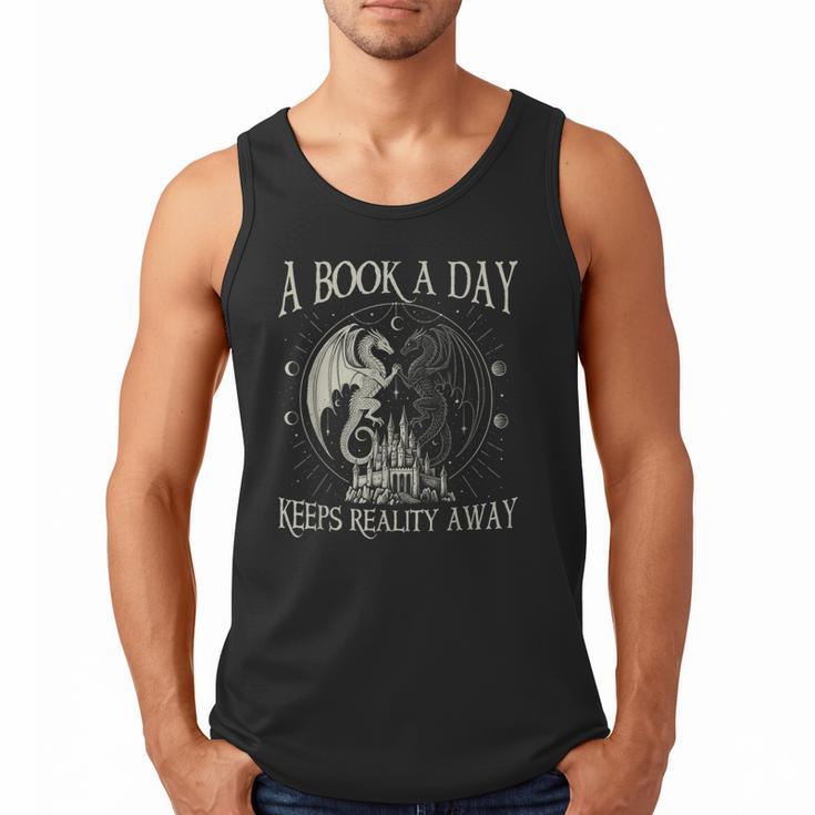 Fantasy Book Club Dragon Reader Book A Day Keep Reality Away Men Tank Top