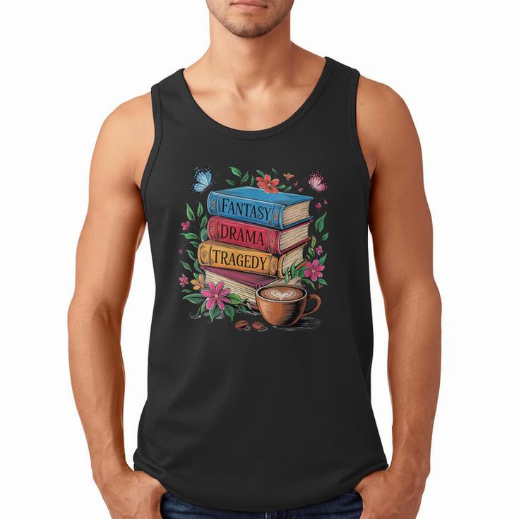 Fantasy Drama Tragedy Books Subtle Reader Librarian Flower Men Tank Top