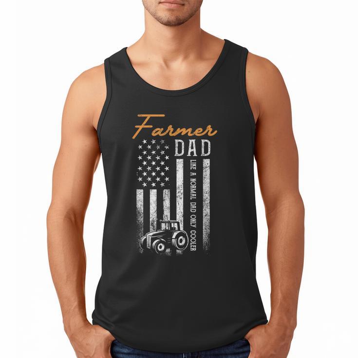 Farmer Dad Like A Normal Dad Only Cooler USA Flag Farming Men Tank Top