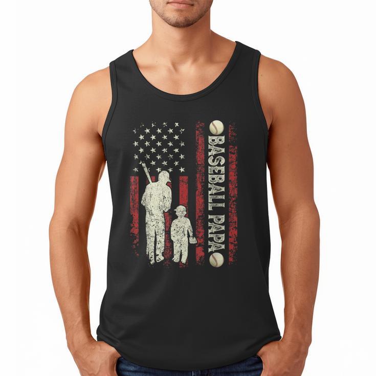 Father's Day Baseball Papa USA Flag Dad Men Baseball Men Tank Top