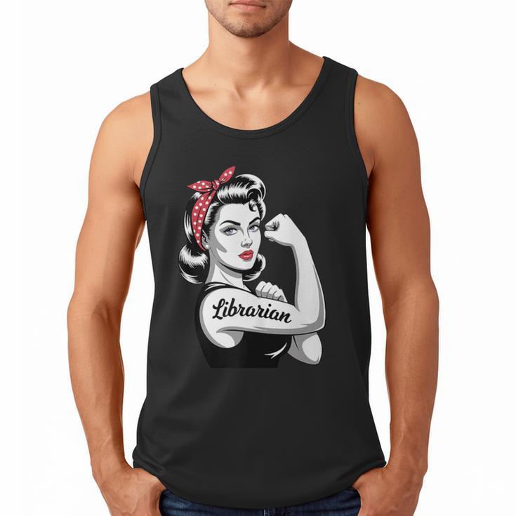 Female Librarian Rosie Riveter Book Guardian Woman Men Tank Top