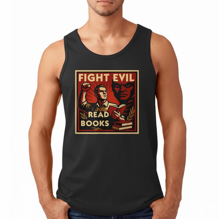 Fight Evil Read Books Propaganda Poster Men Tank Top