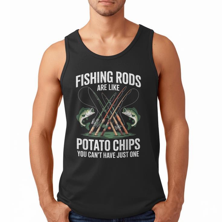 Fishing Rods Are Like Potato Chips Dad Fisherman Men Tank Top