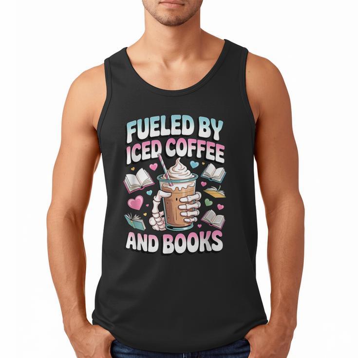 Fueled By Iced Coffee And Books Book Lover Retro Men Tank Top