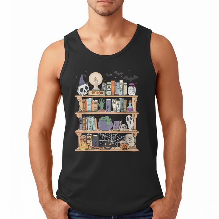 Ghost Book Reading Books Lover Teacher Happy Halloween Men Tank Top