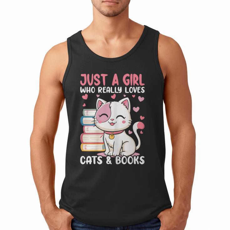 Girl Who Loves Cats And Books Cute Men Tank Top