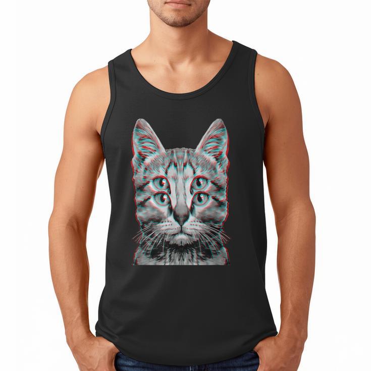 Glitch Weird Cat Kitten Optical Illusion Cat Mom Dad Men Tank Top