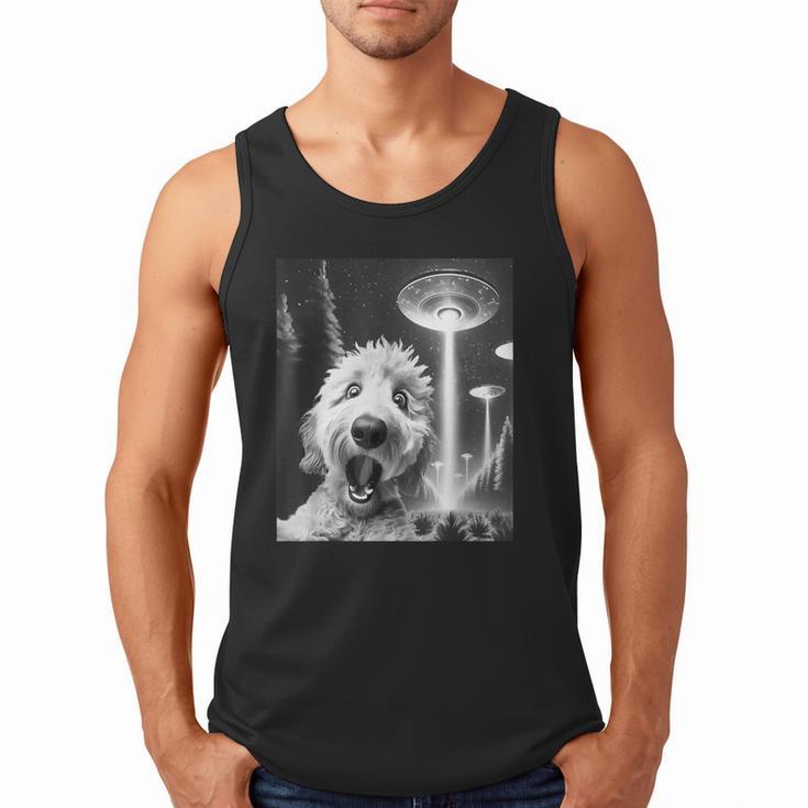 Goldendoodle Alien UFO Taking a Selfie Dog Mom Dad Men Tank Top