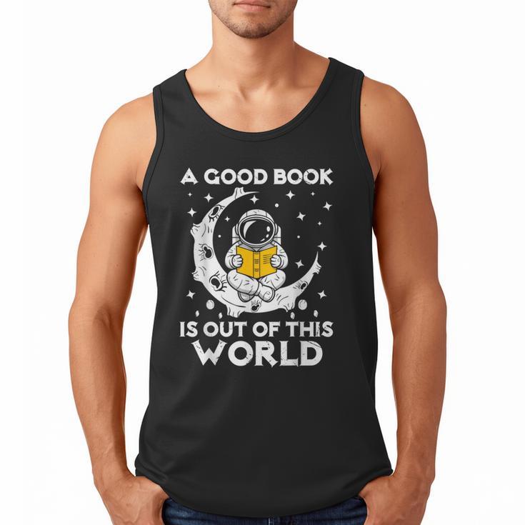 Good Book Is Out Of This World Astronaut Moon Space Reading Men Tank Top