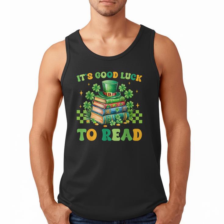 Goods Luck Read Librarian Book Patrick Days Shamrock Clover Men Tank Top