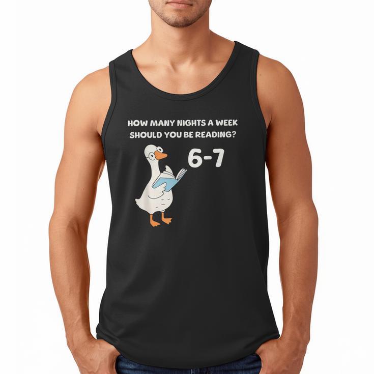 Goose Reading 67 Six Seven Meme Teacher Book Lover Men Tank Top