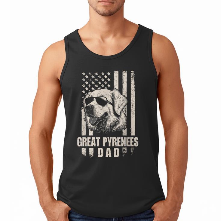 Great Pyrenees Dog Dad American Flag For Father Men Men Tank Top