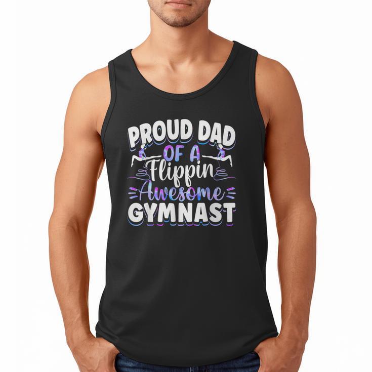 Gymnastics Watercolor Proud Dad Of A Flippin Awesome Gymnast Men Tank Top