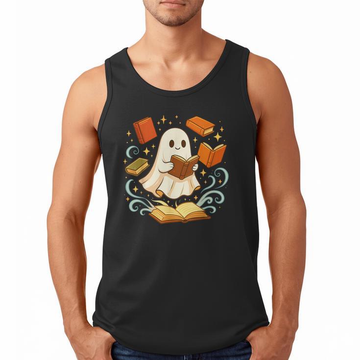 Halloween Cute Ghost Shirt Reading Books Ghost Men Tank Top