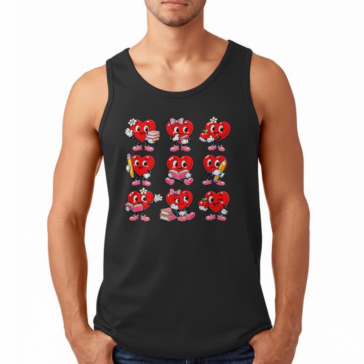 Heart Reading Books Valentine’s Day Girl And Boy Book Lovers Men Tank Top