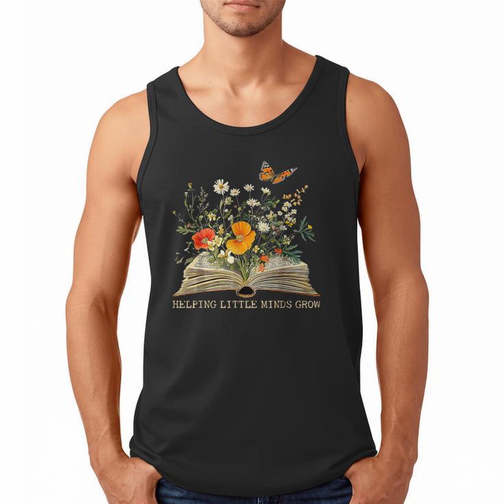 Helping Little Minds Grow Floral Book Education SPED Teacher Men Tank Top