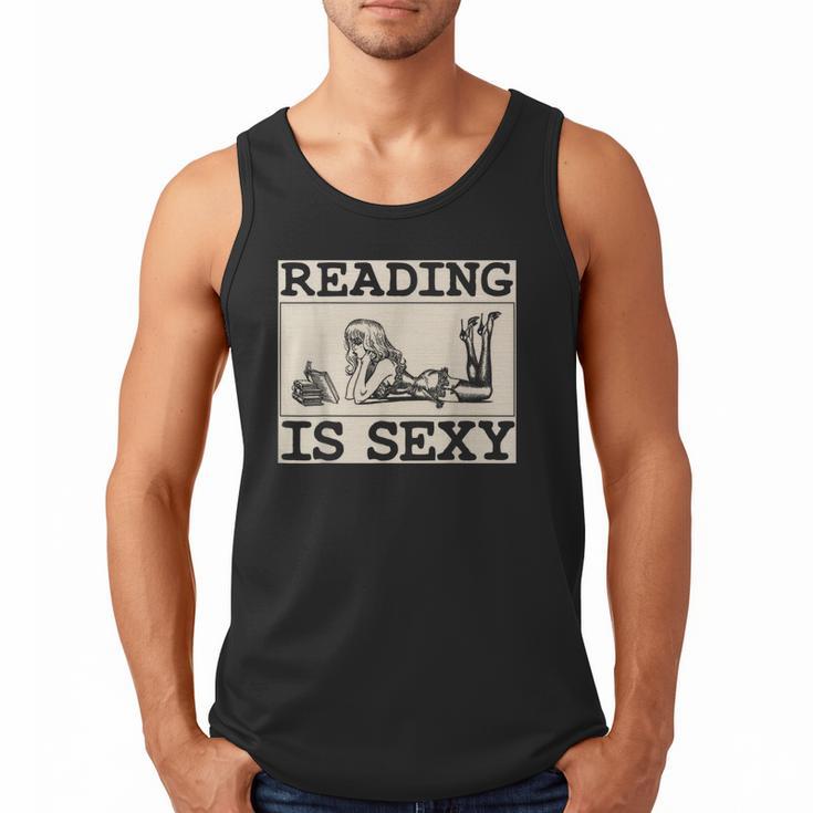 Hot Pin Up Girl Comic Book Vintage Reading Is Sexy Men Tank Top