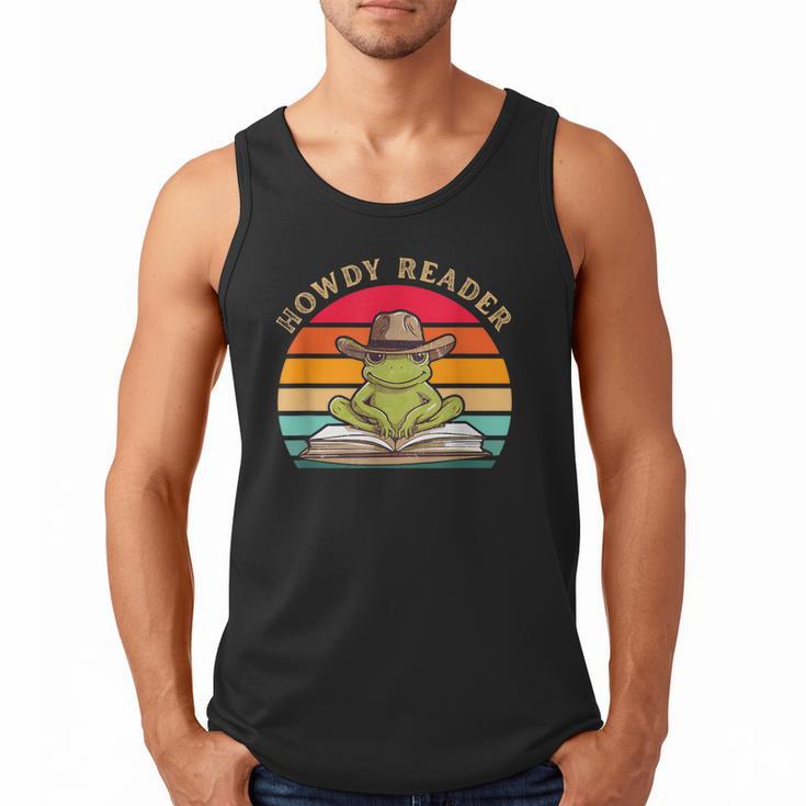 Howdy Reader Frog Reading Book Vintage Men Tank Top