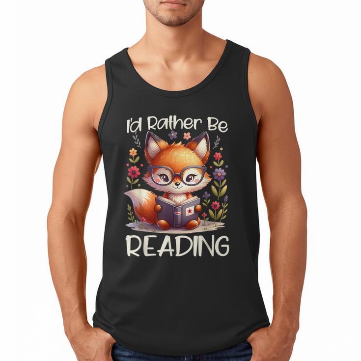I'd Rather Be Reading Cute Fox Book Lover Reader Bookworm Men Tank Top