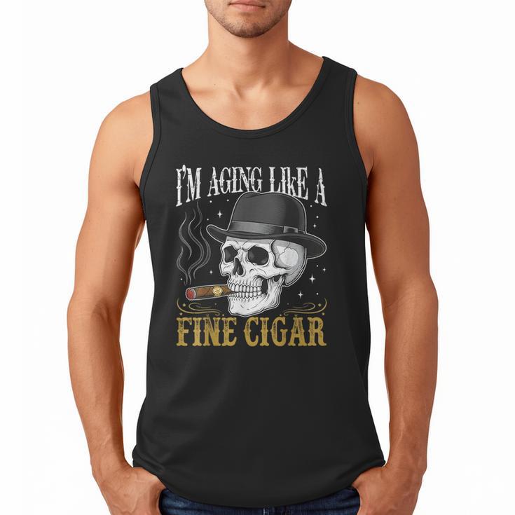I'm Aging Like a Fine Cigar Skull Dad Retro Adult Men Tank Top