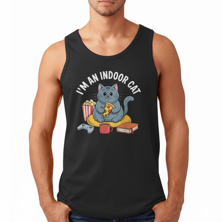 I'm An Indoor Cat Introvert Pizza Popcorn Book Gamer Cat Men Tank Top