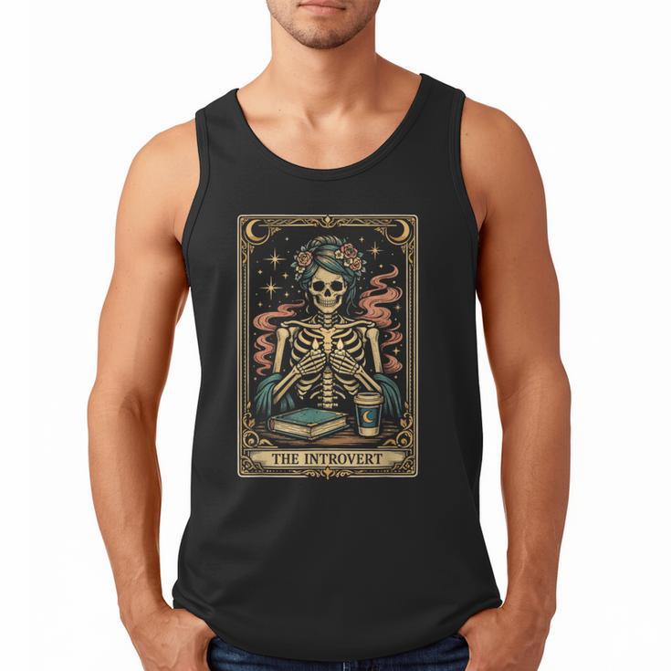 The Introvert Skeleton Tarot Card Coffee Book Lover Men Tank Top