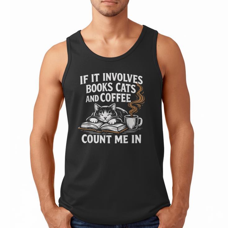 If It Involves Cats Books Coffee Introvert Pet Lover Men Tank Top