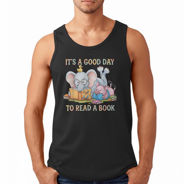Its A Good Day To Read A Book Cute Pig & Elephant Adventure Men Tank Top