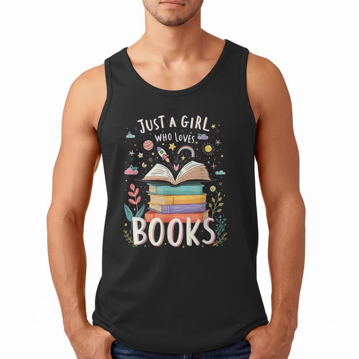 Just a Girl Who Loves Books Cute Book Lover Bookworm Men Tank Top