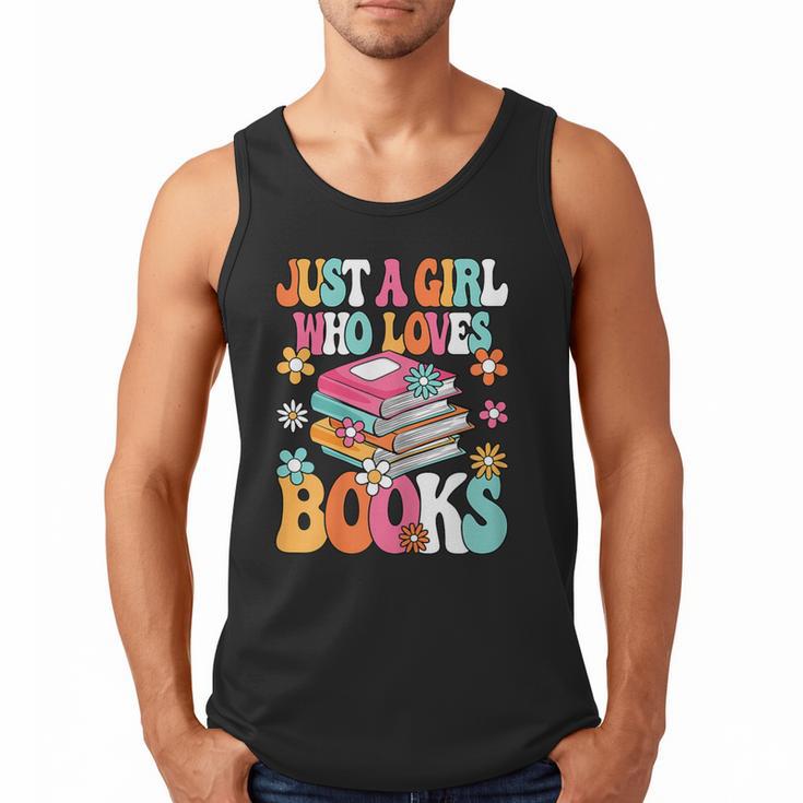 Just A Girl Who Loves Books Reading Cute Bookworm Girls Kids Men Tank Top