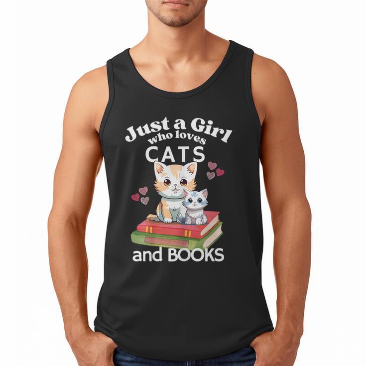 Just A Girl That Loves Cats And Books Cute Cat & Bookwork Men Tank Top