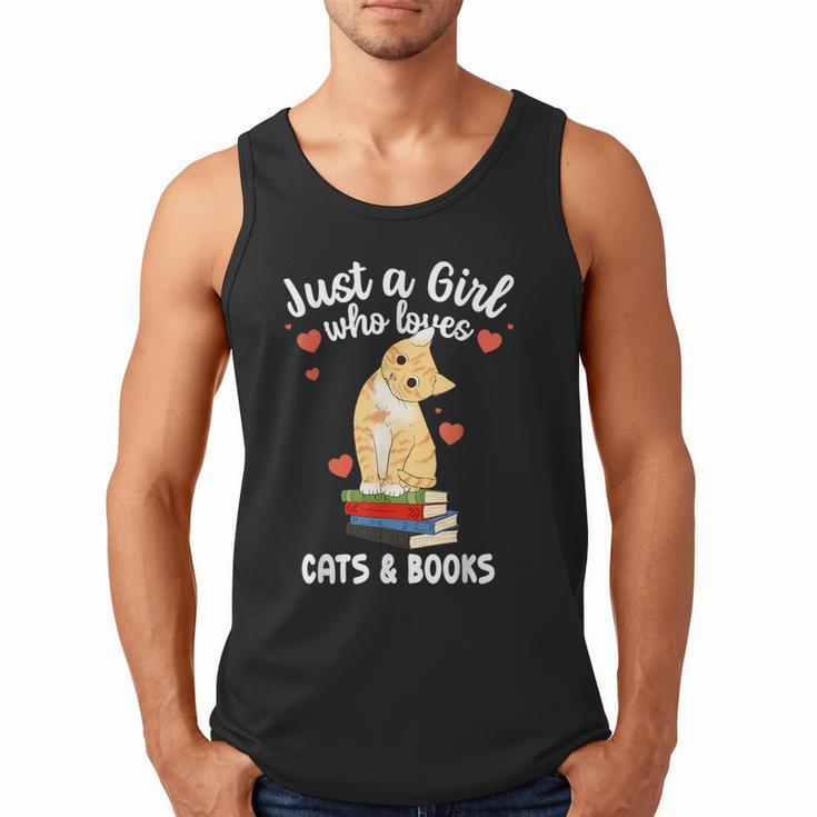 Just a Girl Who Loves Cats And Books Reading Cat & Bookworm Men Tank Top