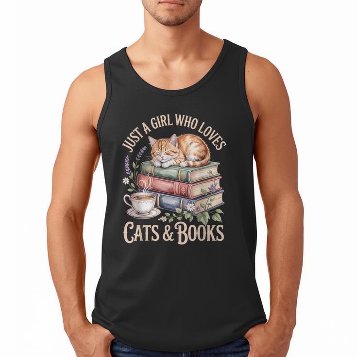Just A Girl Who Loves Cats And Books Reading Librarian Men Tank Top