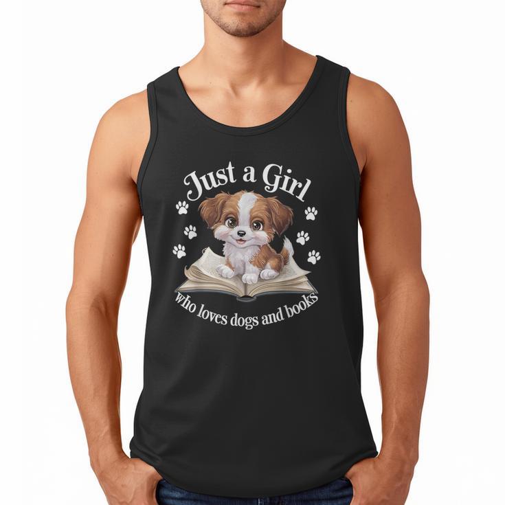 Just a Girl Who Loves Dogs And Books Cute Dog Men Tank Top