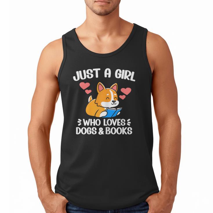 Just A Girl Who Loves Dogs And Books Reading Dog Puppy Lover Men Tank Top