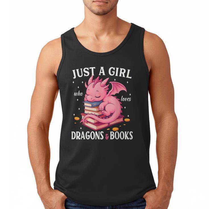 Just A Girl Who Loves Dragons And Books Dragon Reading Lover Men Tank Top