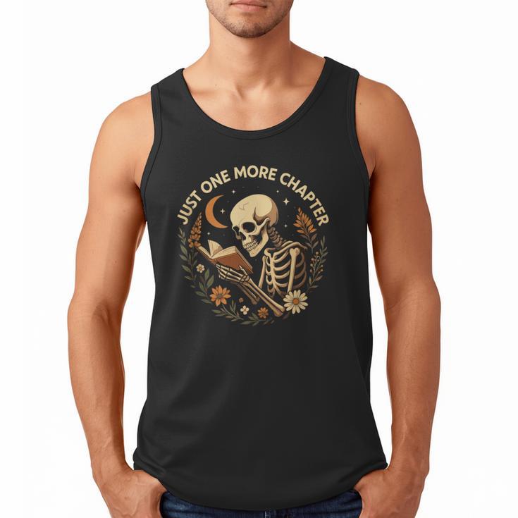 Just One More Chapter Book Lover Bookish Reading Skeleton Men Tank Top