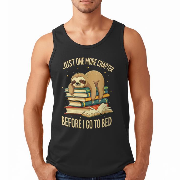 Just One More Chapter Sloth Sleeping On Books Reading Men Tank Top