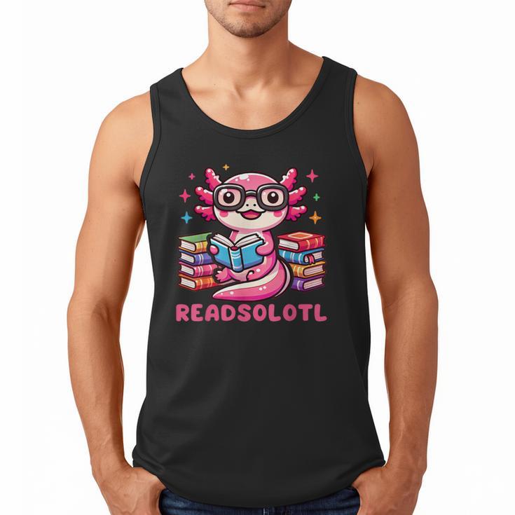 Kawaii Axolotl Readsolotl Book Lover Reading Bookworm Girls Men Tank Top