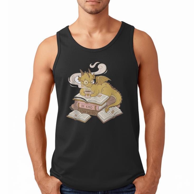 Be Kind Stay Weird Read Books Cute Dragon Men Tank Top