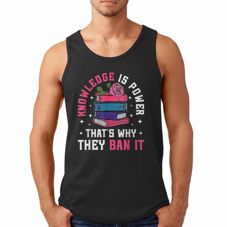 Knowledge Is Power Book Club Librarian Read Banned Books Men Tank Top