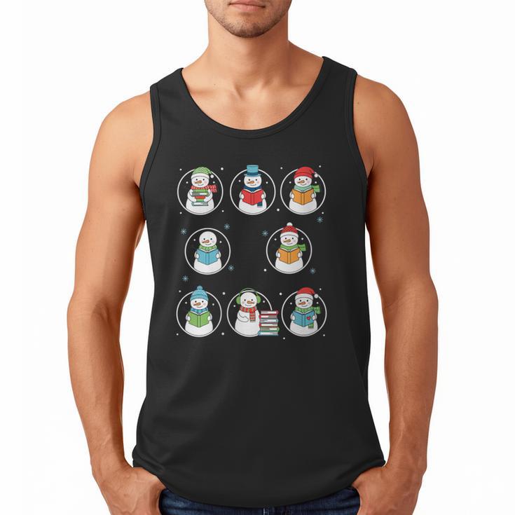 Literary Winter Reading Snowmen Cozy Book Lover Pattern Men Tank Top