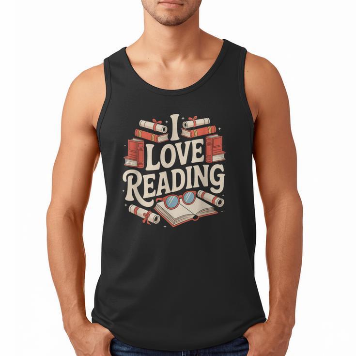 I Love Reading Books Literature Enthusiast Fun Men Tank Top