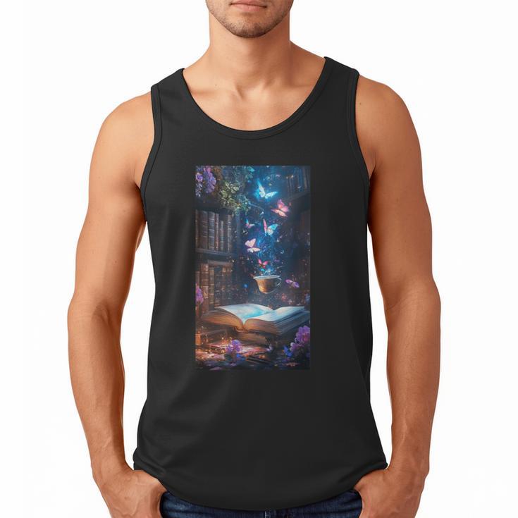 Magic Books Butterflies Fantasy Nature Tea Enchanting Men Tank Top