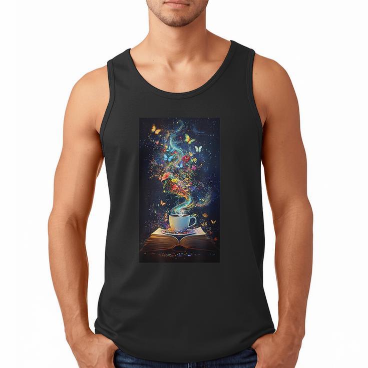 Magical Book Floral Coffee Books Nature Fantasy Men Tank Top