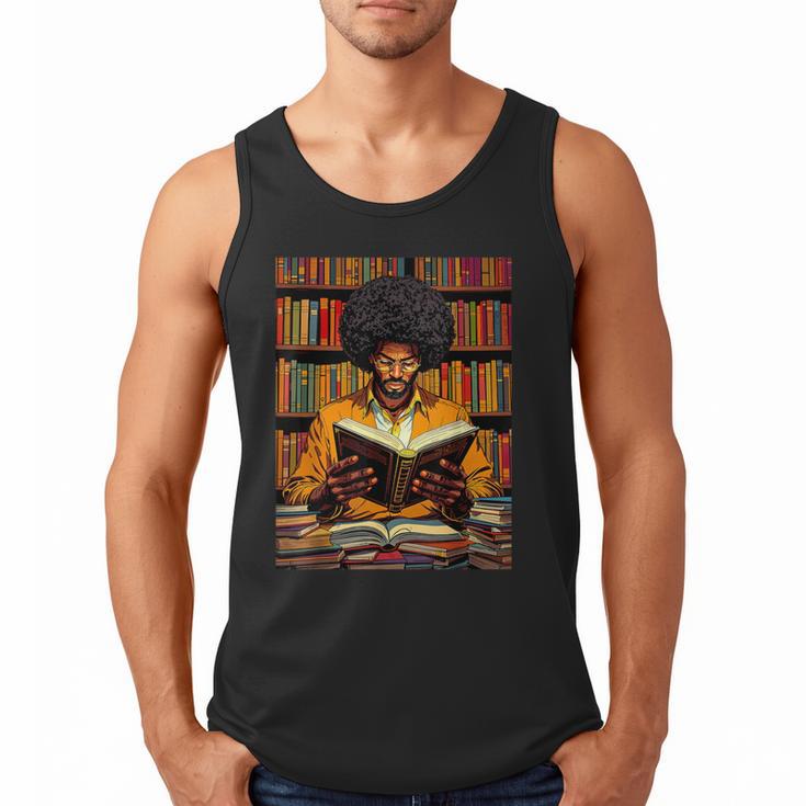 Man Reading Book Black History Month Book Lover Afro Men Tank Top