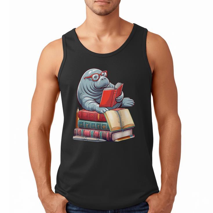Manatee Reading Books Matching Bookworm Readers Librarian Men Tank Top