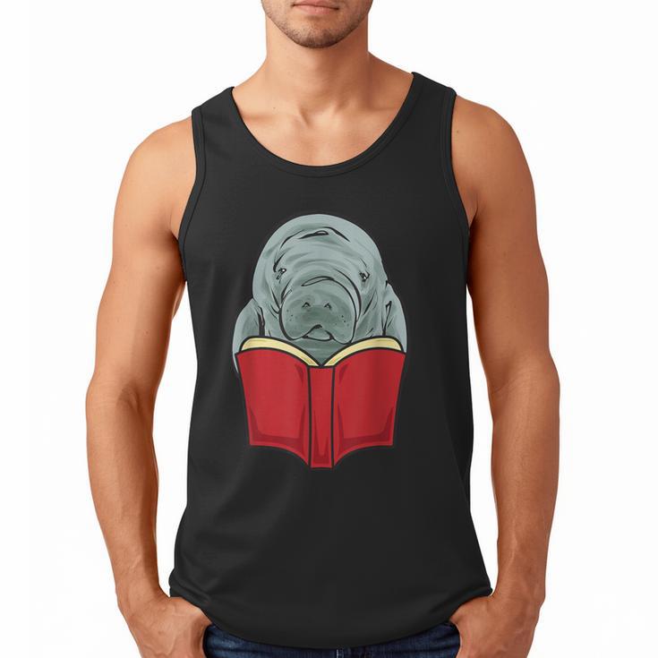 Manatee Reading Books Sea Animal Manatee Men Tank Top