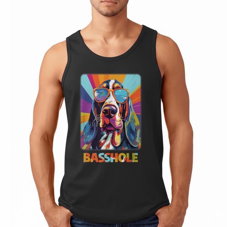 Mom & Dad Of a Basshole Basset Hound With Glasses -Adults Short Sleeve Men Tank Top