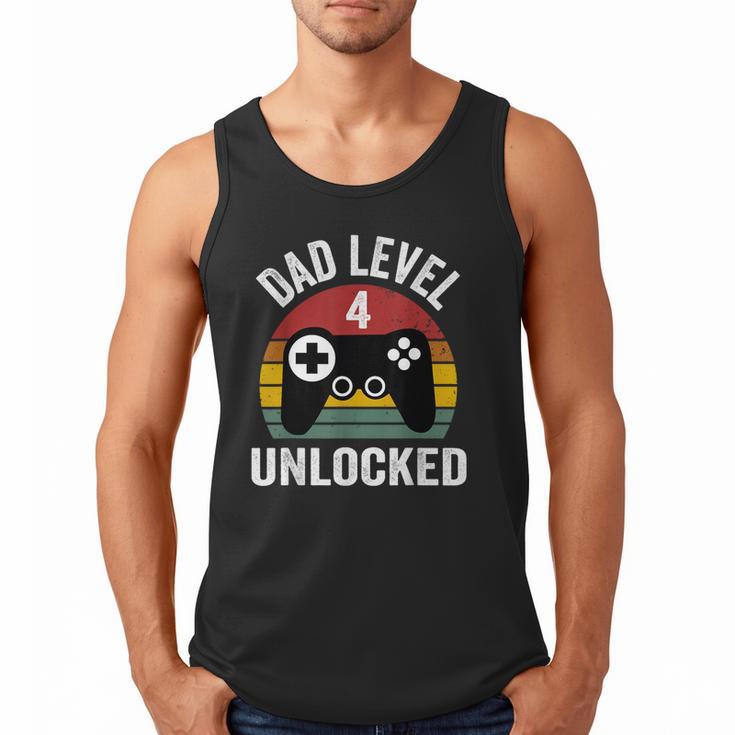 New Dad Shirt Dad Level 4 Unlocked For 4 Kids Gaming Men Tank Top